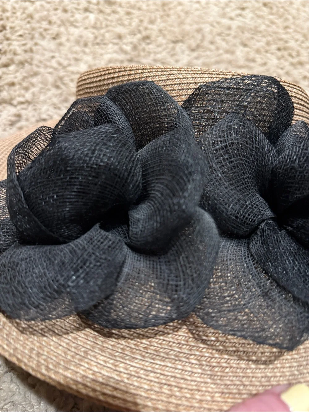 Eric Javits Straw Hat with Black Flowers - Picture 5 of 5